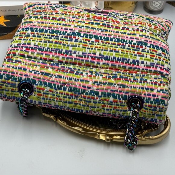 🆕 KURT GEIGER LONDON 🧿 NWOT Large Tweed Kensington, Multicolour Woven - Picture 8 of 15